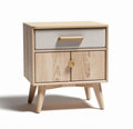 Wooden nightstand with fabric drawer storage and natural finish 50 x 40 x 45cm