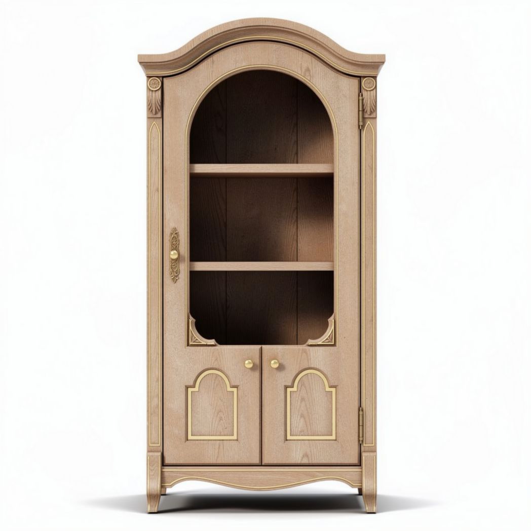 Wooden display cabinet with adjustable shelves and glass doors 80 x 40 x 160cm