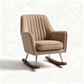Rocking chair with upholstered fabric seat and sturdy wooden base 80 x 75 x 90cm