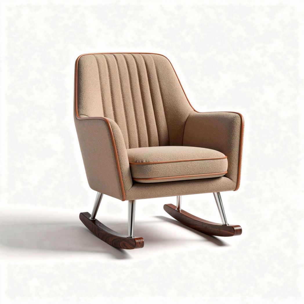 Rocking chair with upholstered fabric seat and sturdy wooden base 80 x 75 x 90cm