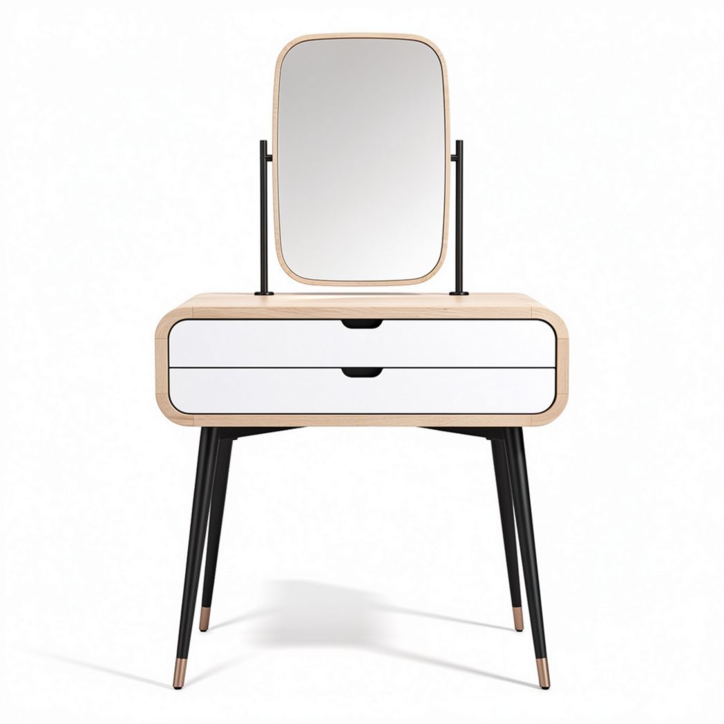 wooden vanity table with mirror and two drawers for home use 80 x 40 x 150cm