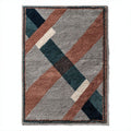 Geometric area rug in gray brown and teal 150 x 100 x 2cm for living room decor