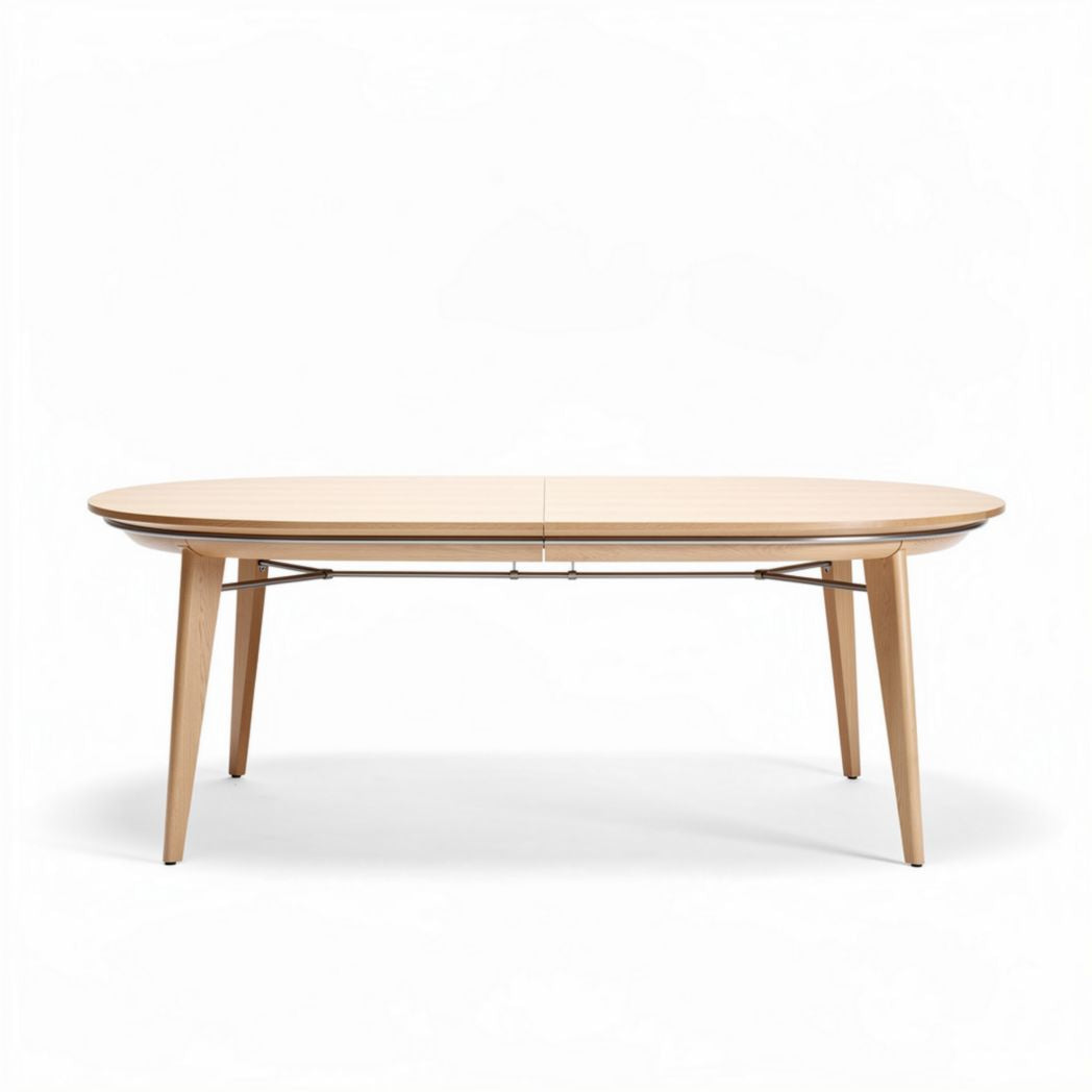 Wooden oval dining table with adjustable legs and modern design 150 x 80 x 75cm